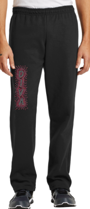 Rhinestone Name Open Bottom Sweatpants - CA Dallas