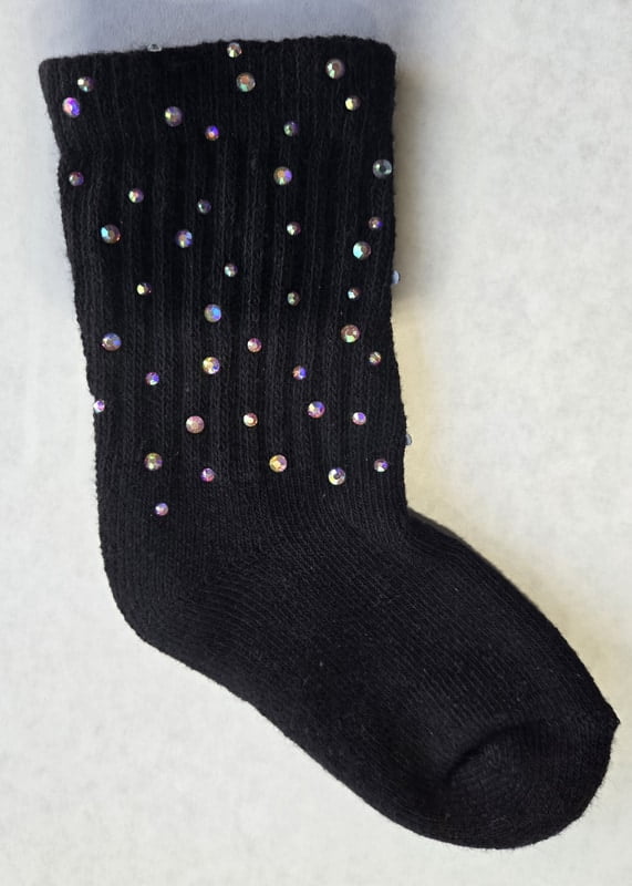 Youth Sparkle Sock - Black w/AB